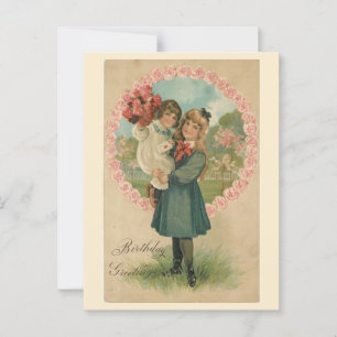 Postal Felicitaciones de cumpleaños, hermanas victorianas