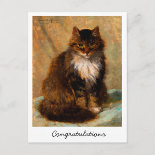 Postal Felicitaciones de gato Maine Coon vintage         