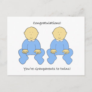 Postal Felicitaciones de los abuelos a los niños gemelos