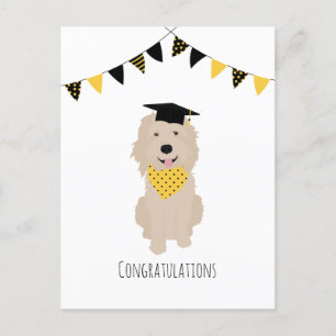 Postal Felicitaciones Doodle Dog Graduation Cap