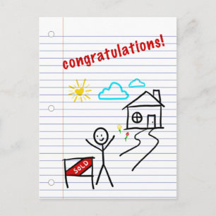 Postal felicitaciones en casa cuaderno papel bocetos
