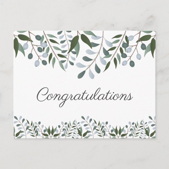 Postal Felicitaciones Eucalyptus Greenery Floral (Anverso)