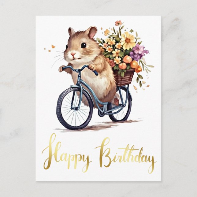 Postal Felicitaciones Flores Personalizadas de Hamster Ad (Anverso)