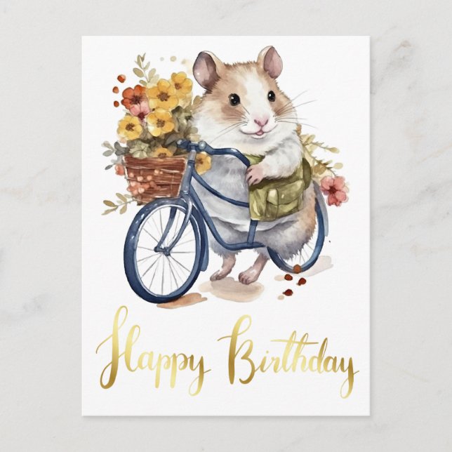 Postal Felicitaciones Flores Personalizadas de Hamster Ad (Anverso)