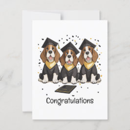 Postal Felicitaciones Graduación de perros hondos Basset