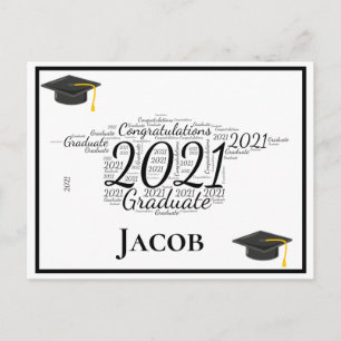 Postal Felicitaciones Graduado 2021 Word Art