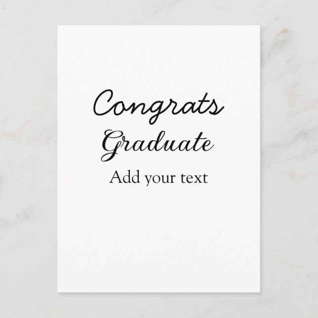 Postal Felicitaciones mínimas simples graduación agregue  (Anverso)