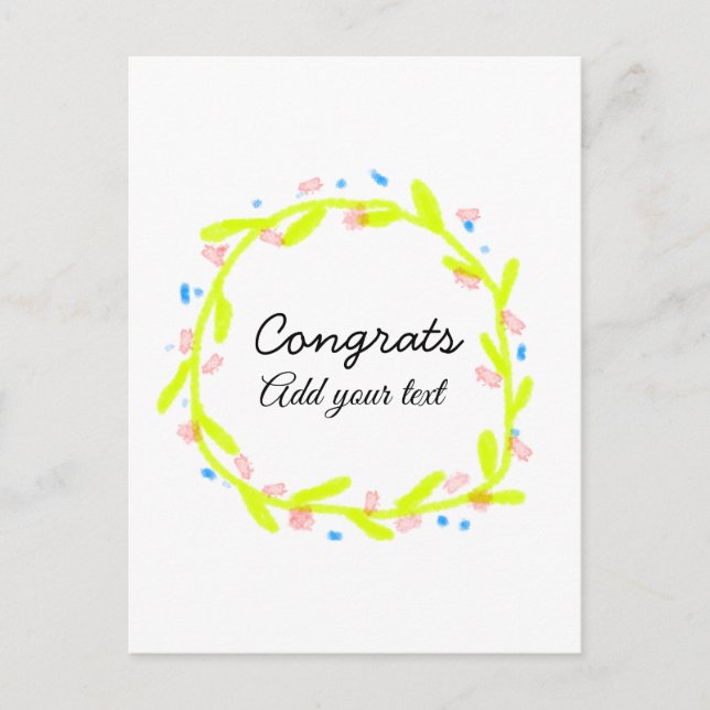 Postal Felicitaciones mínimas simples graduación agregue  (Anverso)