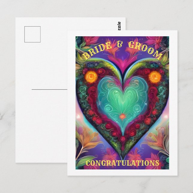 POSTAL FELICITACIONES NOVIA Y NOVIO   (Anverso / Reverso)