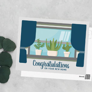 Postal Felicitaciones Nueva Hogar Feliz Ventana de Calent