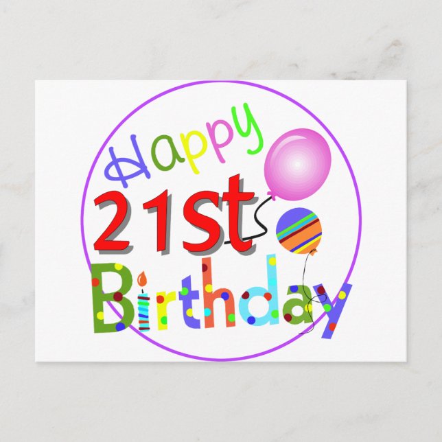 Postal Felicitaciones por cumpleaños 21 (Anverso)