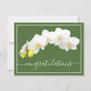Postal Felicitaciones por el fondo verde de la flor Orquí