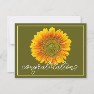 Postal Felicitaciones por el fondo verde girasol amarillo