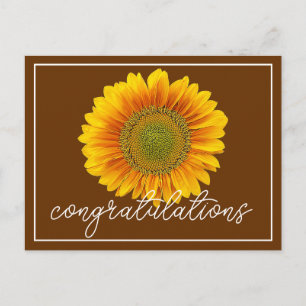 Postal Felicitaciones por el Girasol Moderno Naranja y Am