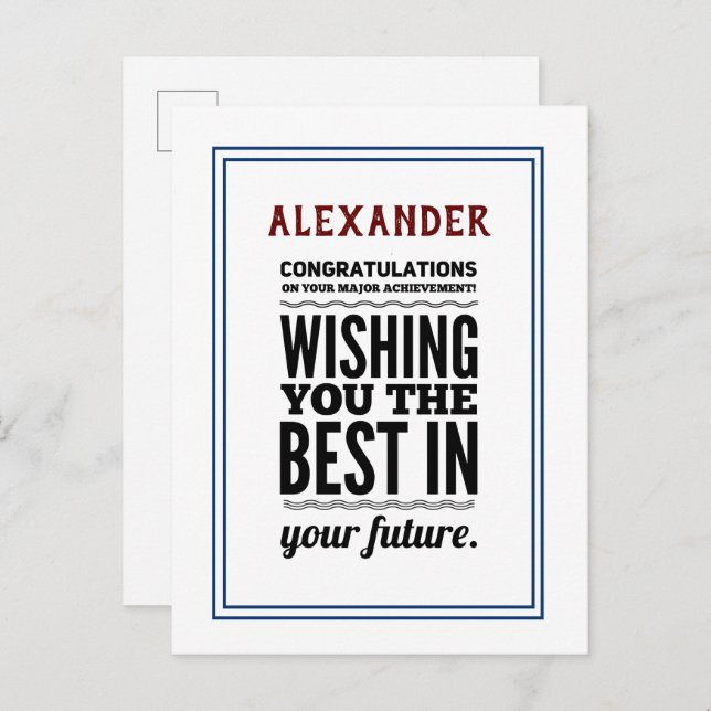 Postal Felicitaciones Por El Logro (Anverso / Reverso)