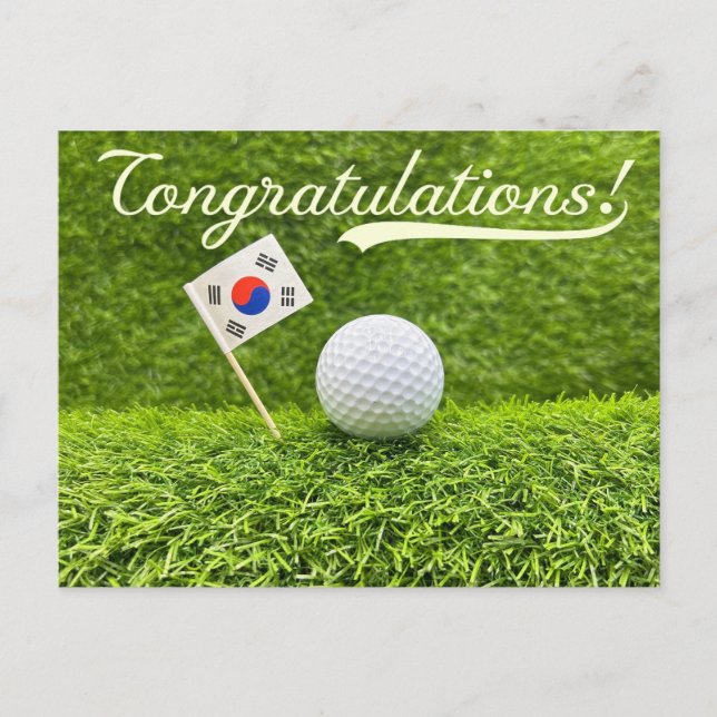 Postal Felicitaciones por golf a coreano (Anverso)