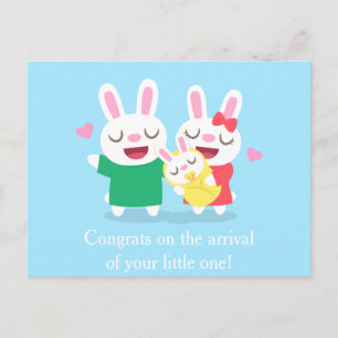 Postal Felicitaciones por la familia de conejitos recién 