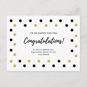 Postal Felicitaciones por los puntos negro y oro