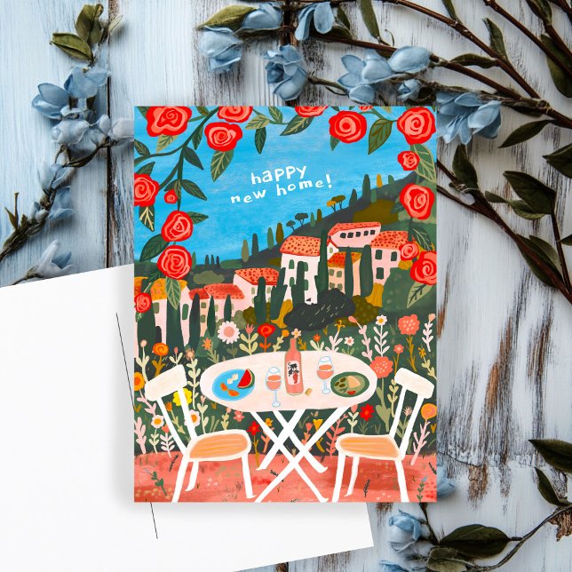 Postal Felicitaciones por nuevo hogar vistas al campo Art (Congratulations on New Home Countryside Views Art Postcard
)