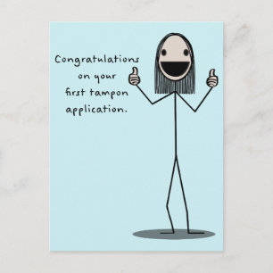Postal Felicitaciones Por Su Primera Aplicación Tampon