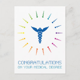 Postal felicitaciones por su título médico : arco iris