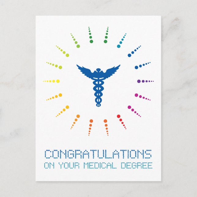 Postal felicitaciones por su título médico : arco iris (Anverso)