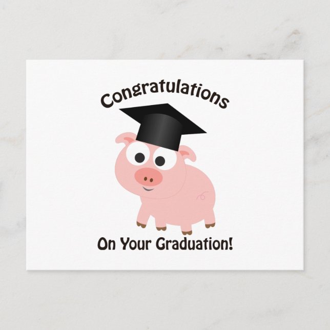 Postal ¡Felicitaciones por tu graduación! Cerdo (Anverso)