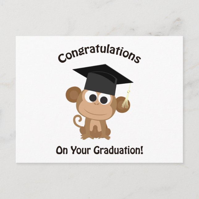 Postal felicitaciones por tu graduación mono (Anverso)