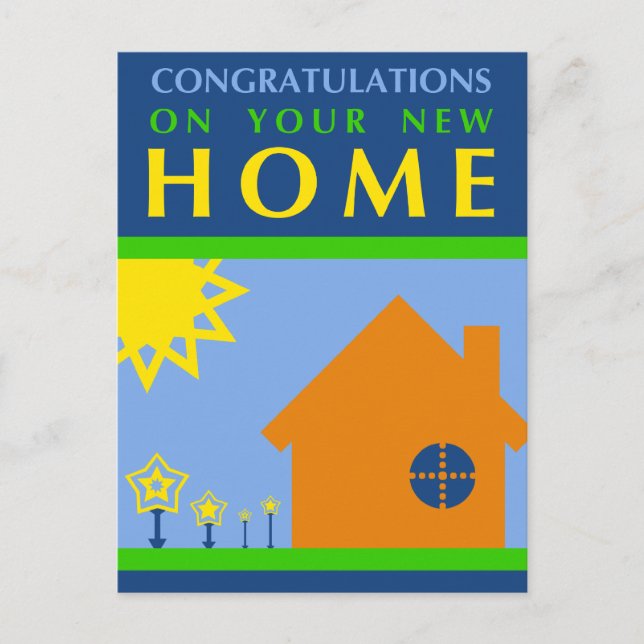 Postal felicitaciones por tu nueva casa : formas pop (Anverso)