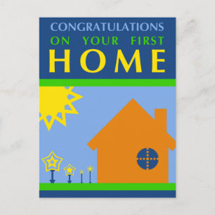 Postal felicitaciones por tu primera casa : formas pop