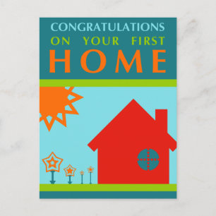 Postal felicitaciones por tu primera casa : formas pop