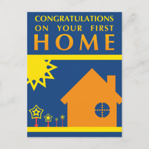 Postal felicitaciones por tu primera casa : formas pop