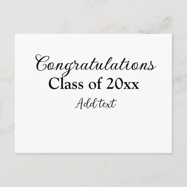 Postal Felicitaciones simples de graduación minimalistas  (Anverso)