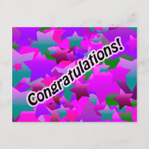 Postal Felicitaciones Stars Purple
