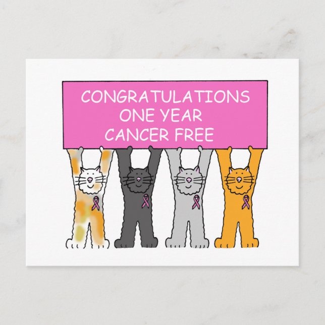 Postal Felicitaciones Un año Aniversario Sin Cáncer (Anverso)
