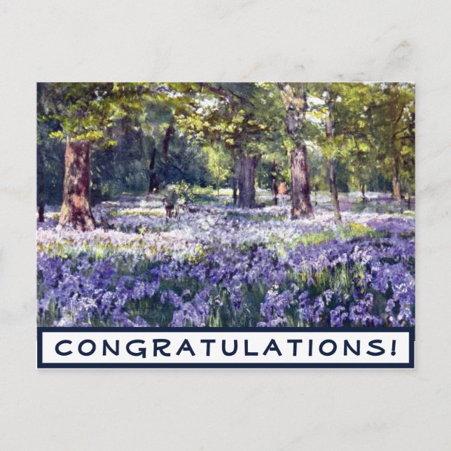 Postal Felicitaciones Vintage Purple Floral (Anverso)