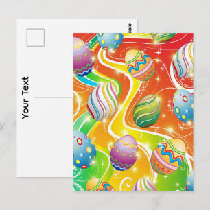 Postal Feliciz patrón festivo de huevos de Pascua