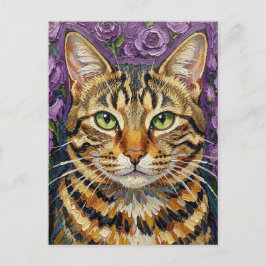 Postal Felino y Floral | Solo Diciendo Hola