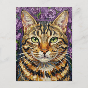 Postal Felino y Floral   Solo Diciendo Hola