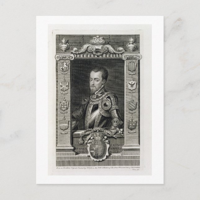 Postal Felipe II (1527-98) Rey de España de 1556, engra (Anverso)