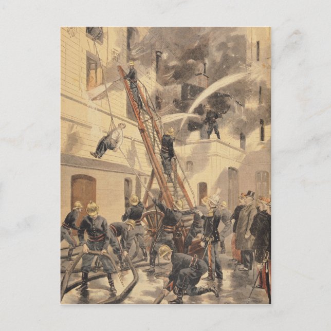 Postal Félix Faure con los bomberos (Anverso)