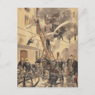 Postal Félix Faure con los bomberos