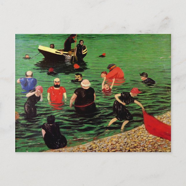 Postal Felix Vallotton : Baño en Etretat (Anverso)