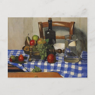 Postal Felix Vallotton - Vida fija con manteles azules