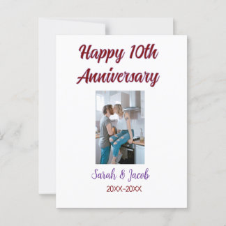 Postal Feliz 10º aniversario foto pareja de casados nombr