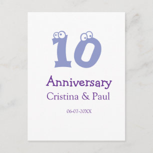 Postal Feliz 10º aniversario nombre de boda simple minima