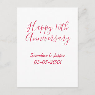 Postal feliz 10º aniversario nombre retro simple moderno