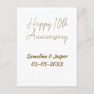 Postal feliz 10º aniversario nombre retro simple moderno