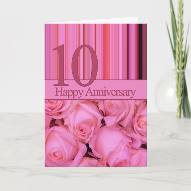 Postal feliz 10° aniversario de rosas (Anverso)