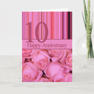 Postal feliz 10° aniversario de rosas